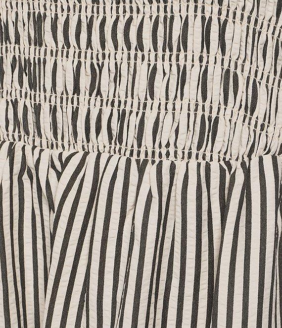 Every Knit Striped Square Neck Sleeveless Smocked A-Line Mini Dress Product Image