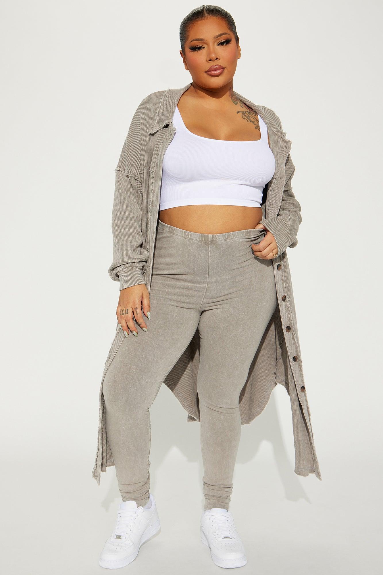 Cece Washed Legging Set - Taupe Product Image