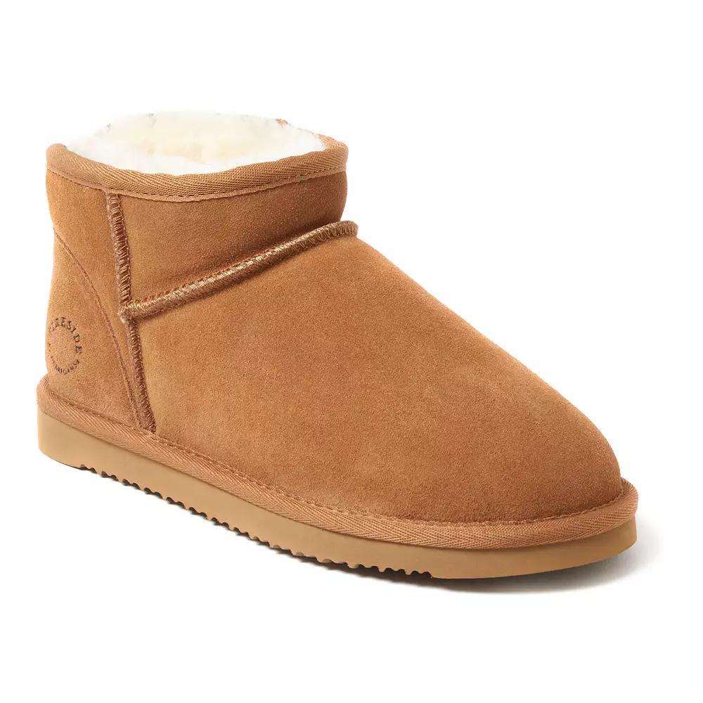 Fireside by Dearfoams Riverland Women's Shearling Micro Ankle Boot Slippers, Size: 6, Brown Product Image