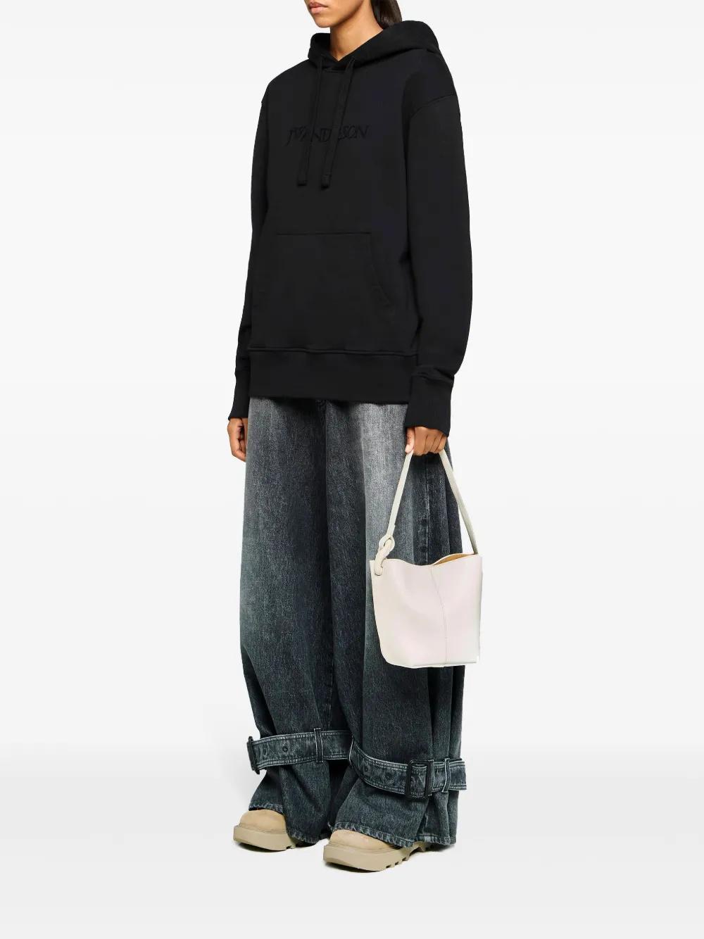 JW ANDERSON Logo Embroidered Drawstring Hoodie In Black Product Image