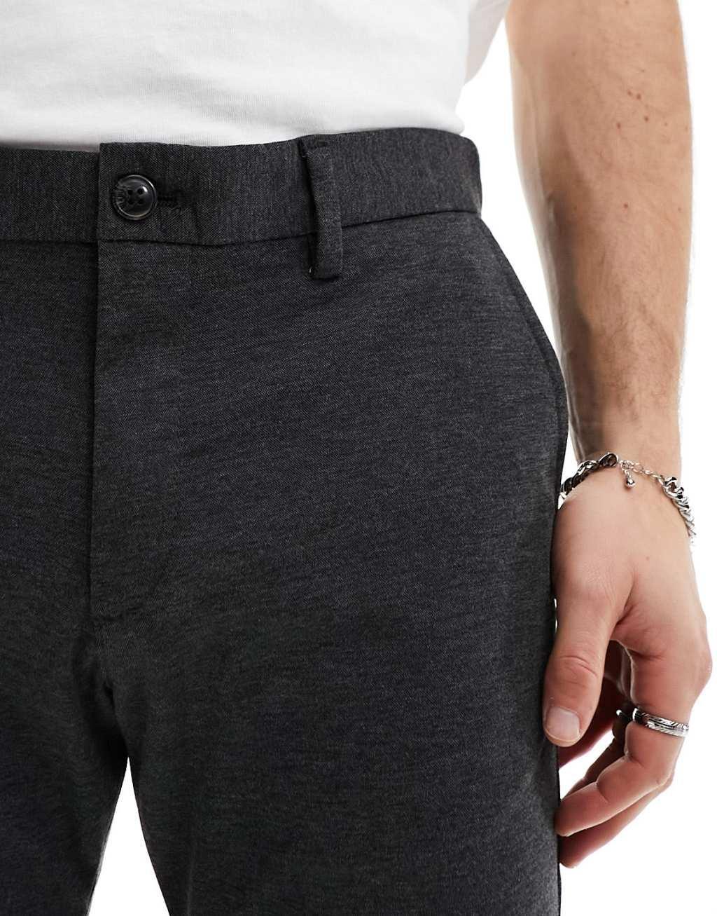Jack & Jones Intelligence Marco slim fit smart pants in dark gray Product Image