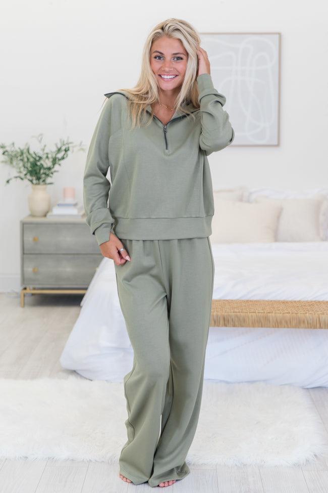 Let's Just Stay Mocha Quarter Zip Knit Pullover FINAL SALE Product Image