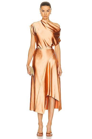Jasmine Draped Satin Midi Dress Product Image