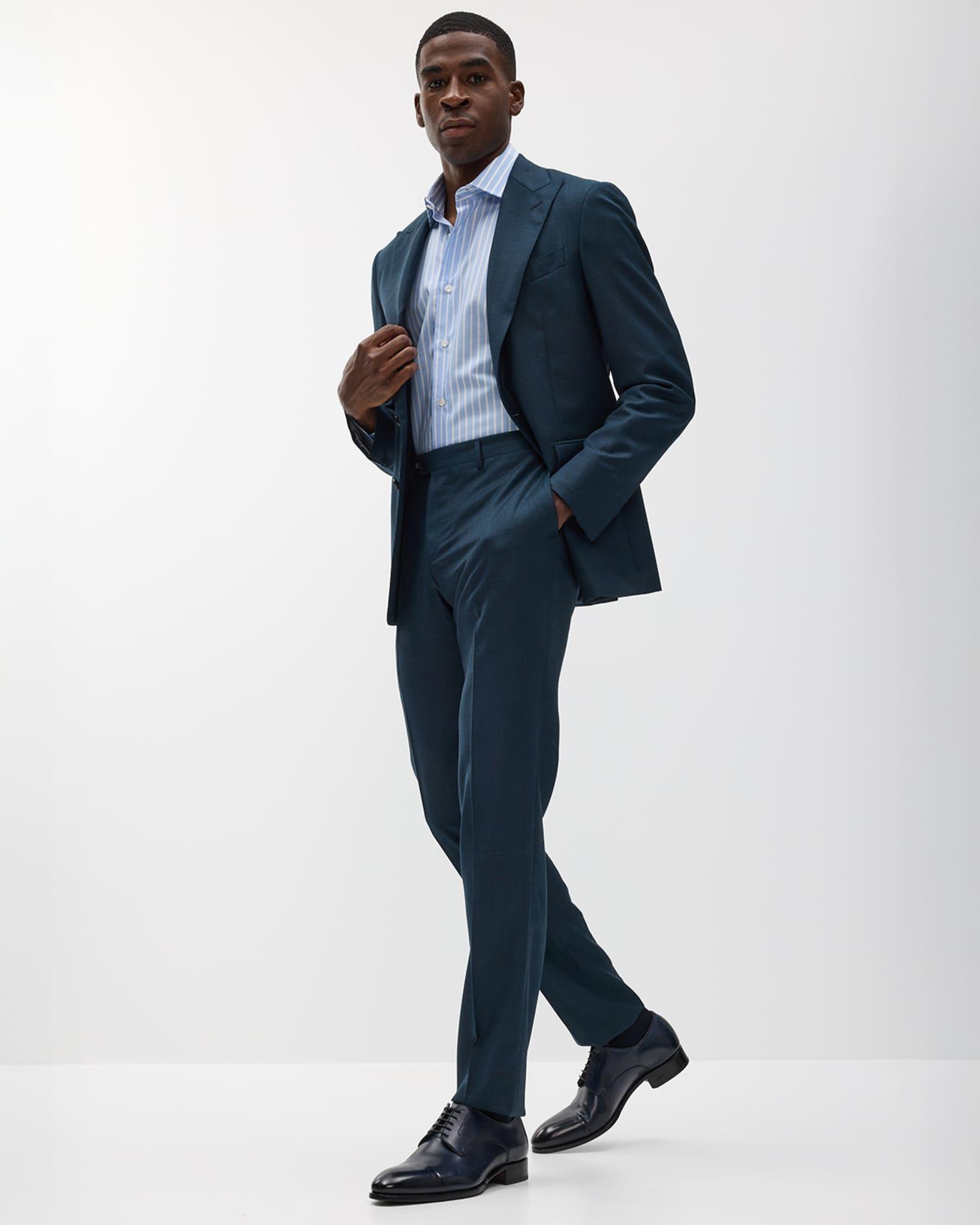 Men's Wool Windowpane Peak Lapel Suit Product Image