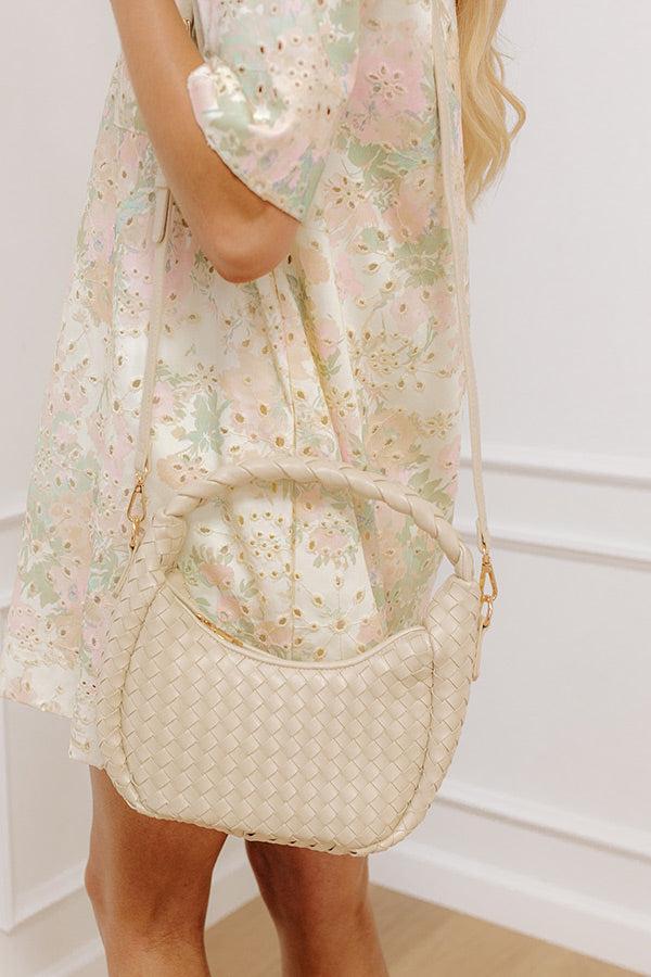 The Avery Faux Leather Woven Purse in Cream Product Image