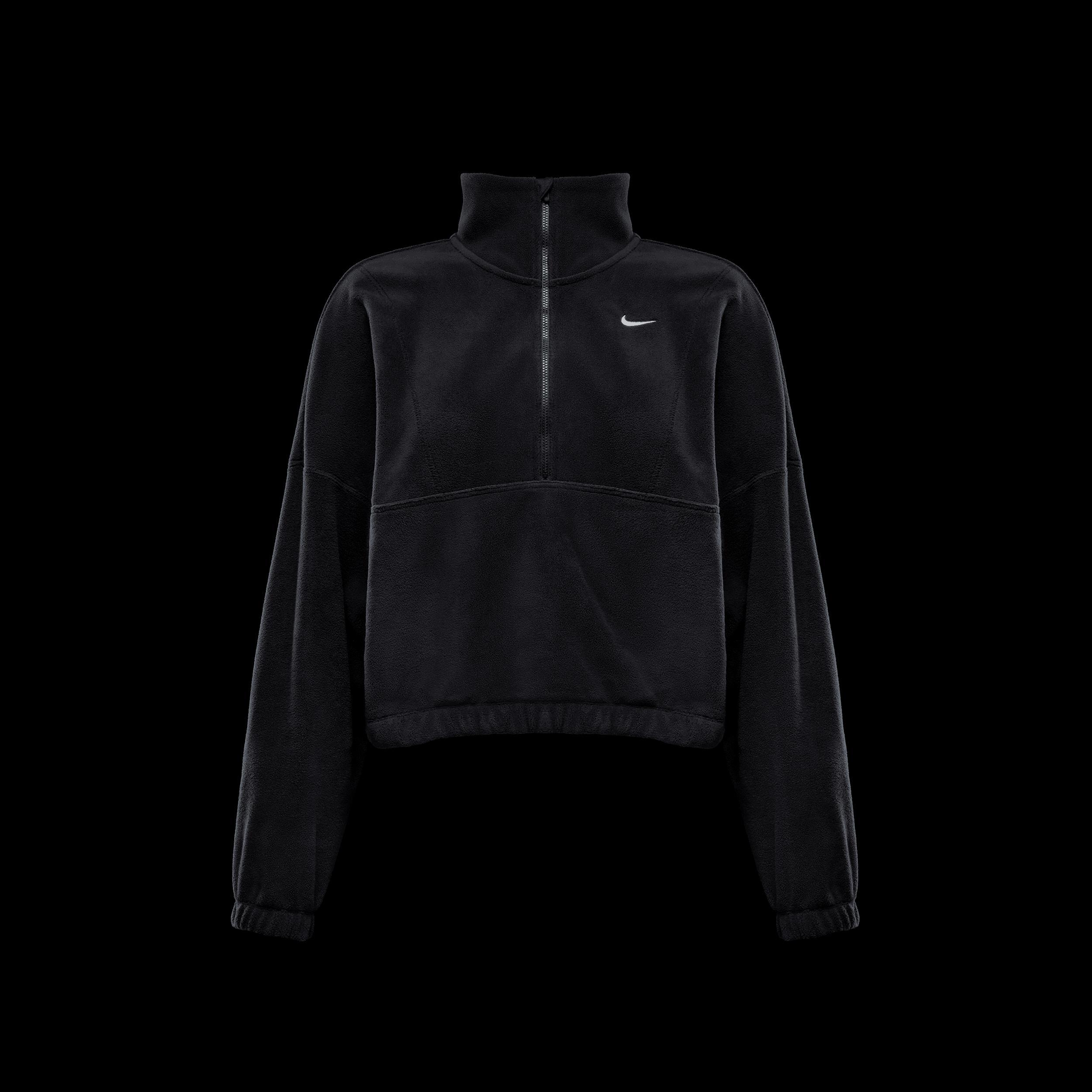Women's Nike One Therma-FIT Oversized 1/2-Zip Fleece Top, Size: Large, Black Product Image