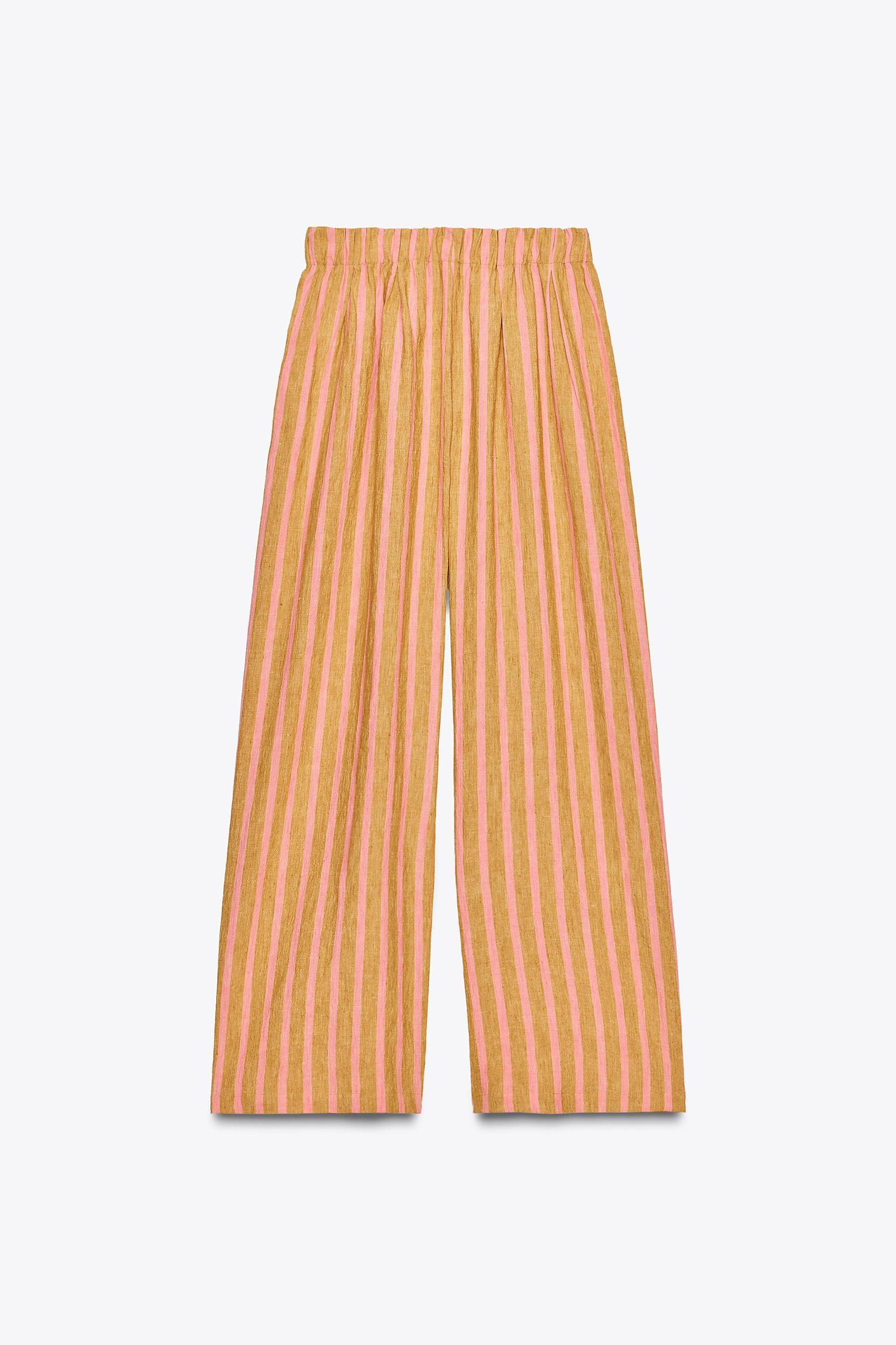 STRIPED LINEN BLEND PANTS ZW COLLECTION Product Image