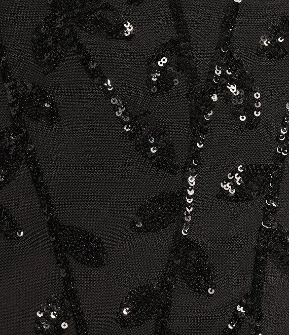B. Darlin Pattern Sequin Illusion Waist Lace-Up Back Long Dress Product Image