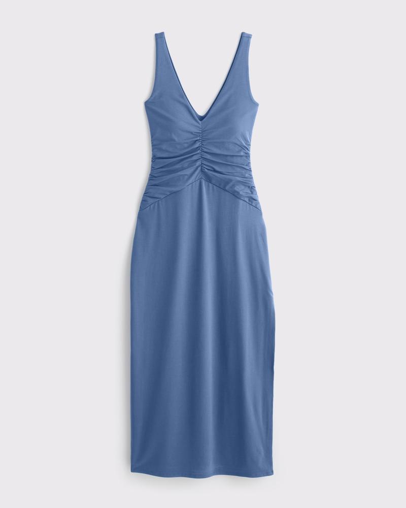 Bra-Free Ruched Knit Midi Dress Product Image