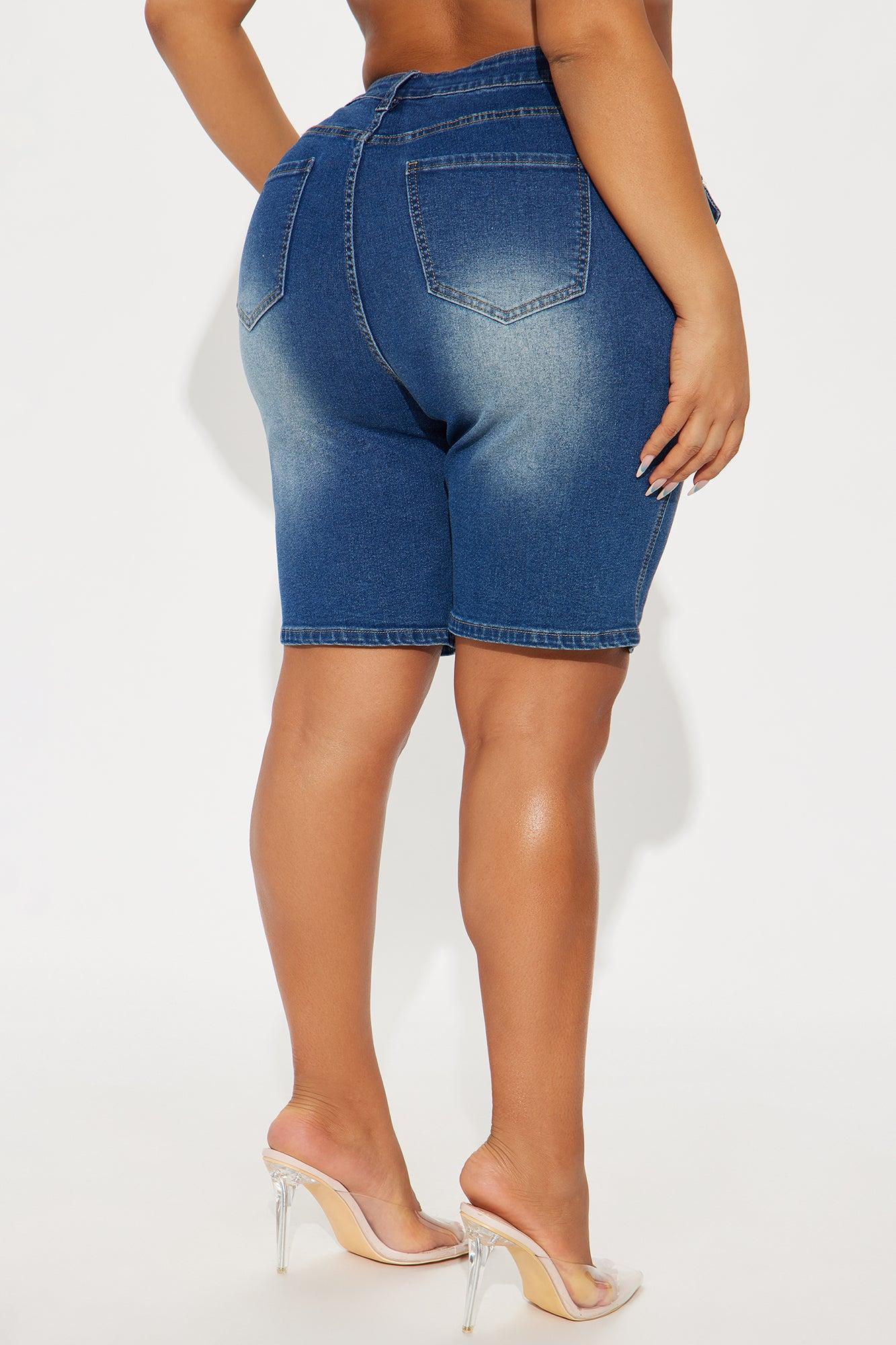 Shocker Tinted Stretch Denim Bermuda Shorts - Dark Wash Female Product Image
