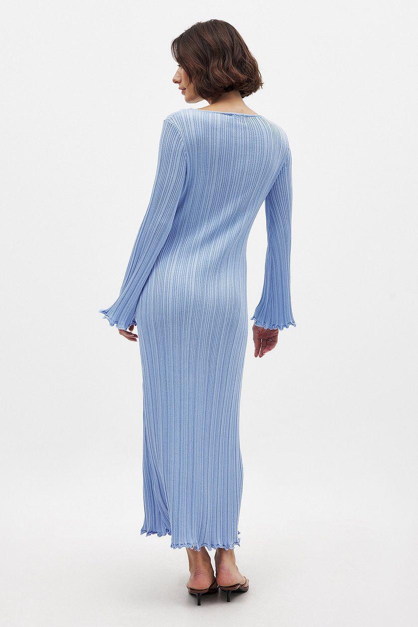 Knitted Round Neck Frill Maxi Dress Product Image