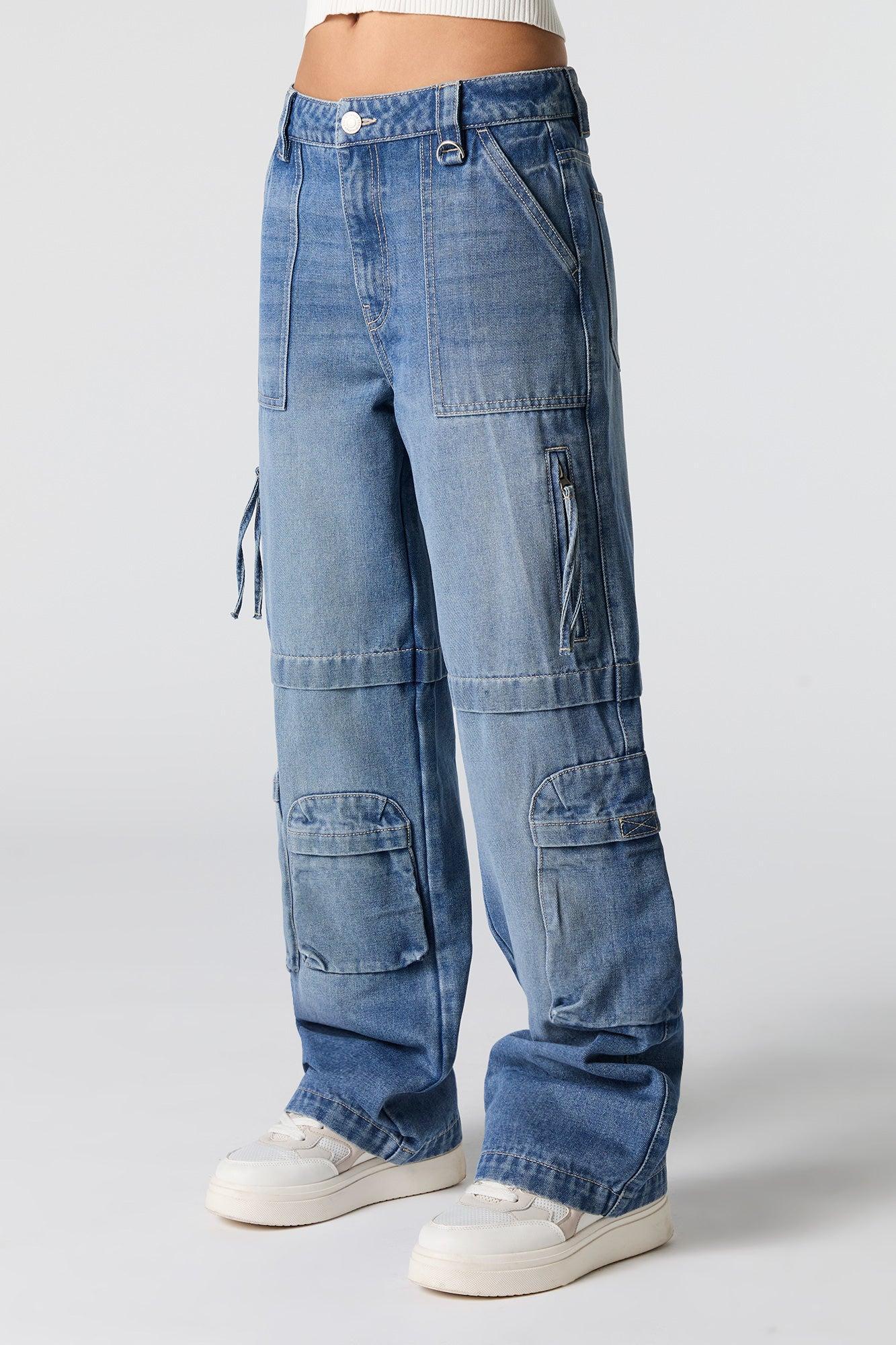 Zip Pocket Straight Leg Cargo Jean Female Product Image