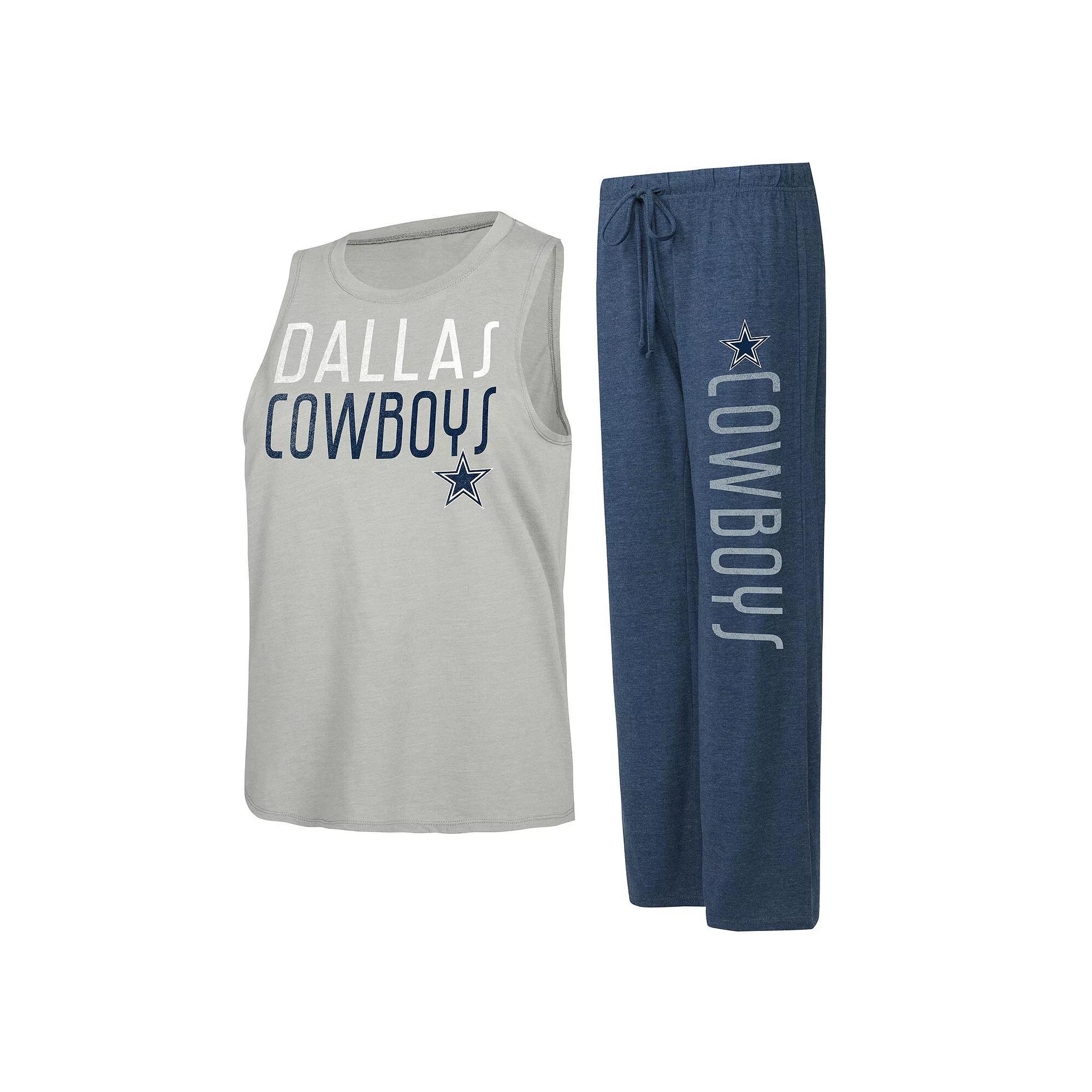 Women's Concepts Sport Navy/Gray Dallas Cowboys Muscle Tank Top & Pants Lounge Set, Size: Medium, Blue Product Image