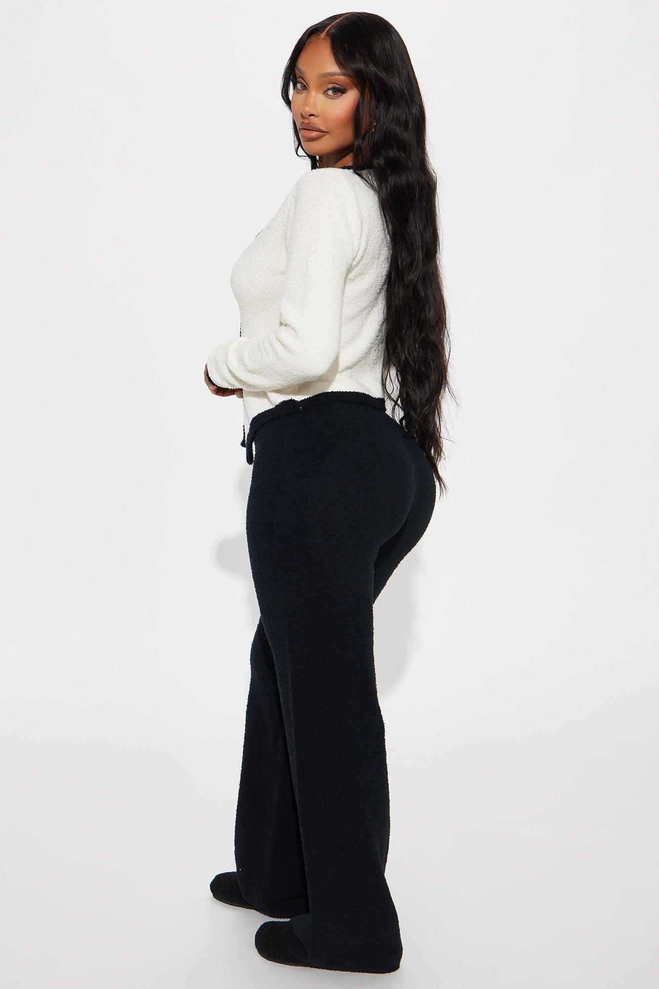 Alanna Cozy Wide Leg Pant Set - Black/combo Product Image