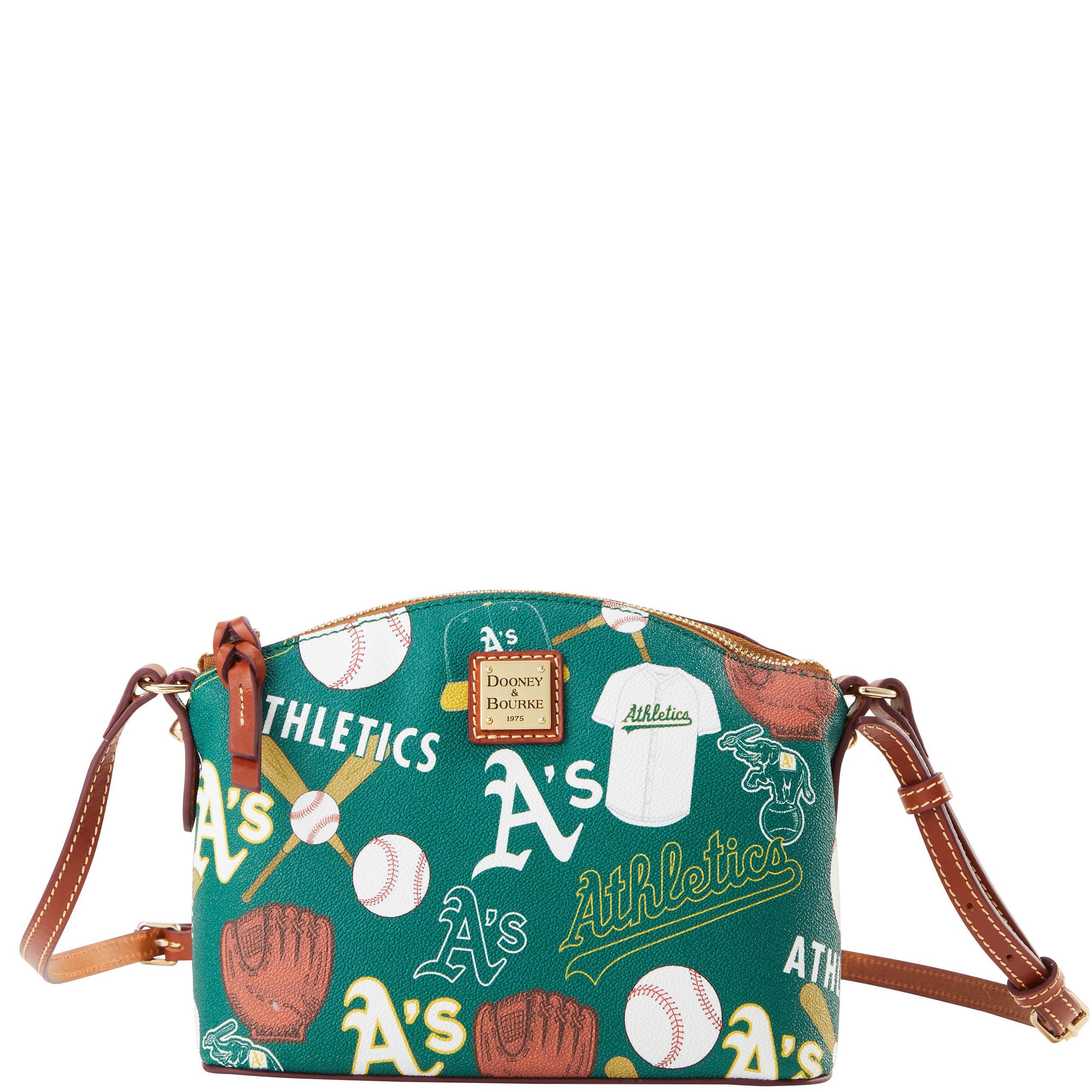 Dooney & Bourke Womens MLB Athletics Suki Crossbody Coated Cotton Shoulder Bag in Green Product Image