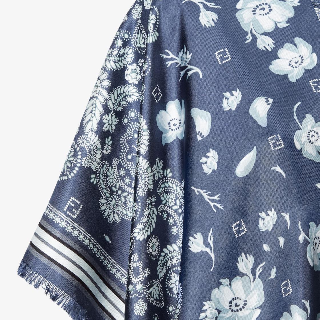 PonchoBlue silk Coral Bandana poncho Product Image