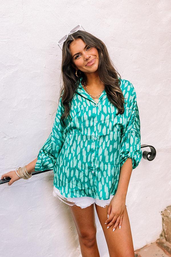 Sweetest Gesture Button Up In Turquoise Product Image