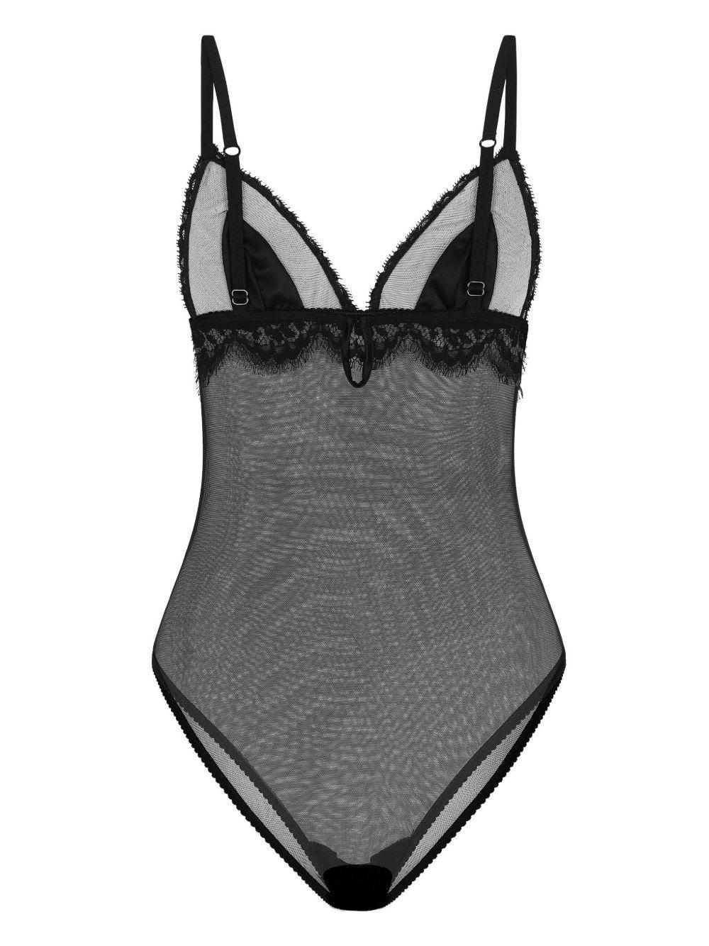 lace-detail sheer bodysuit  Product Image