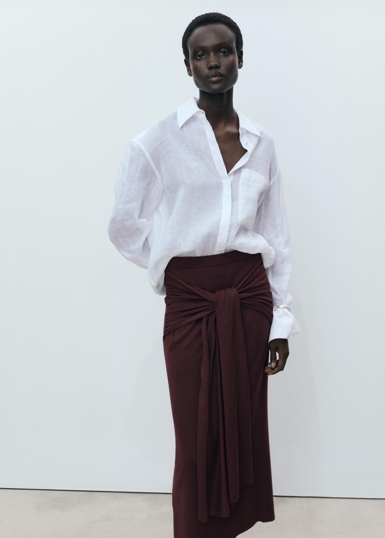 Knitted skirt with knot detail - Women | MANGO USA Product Image