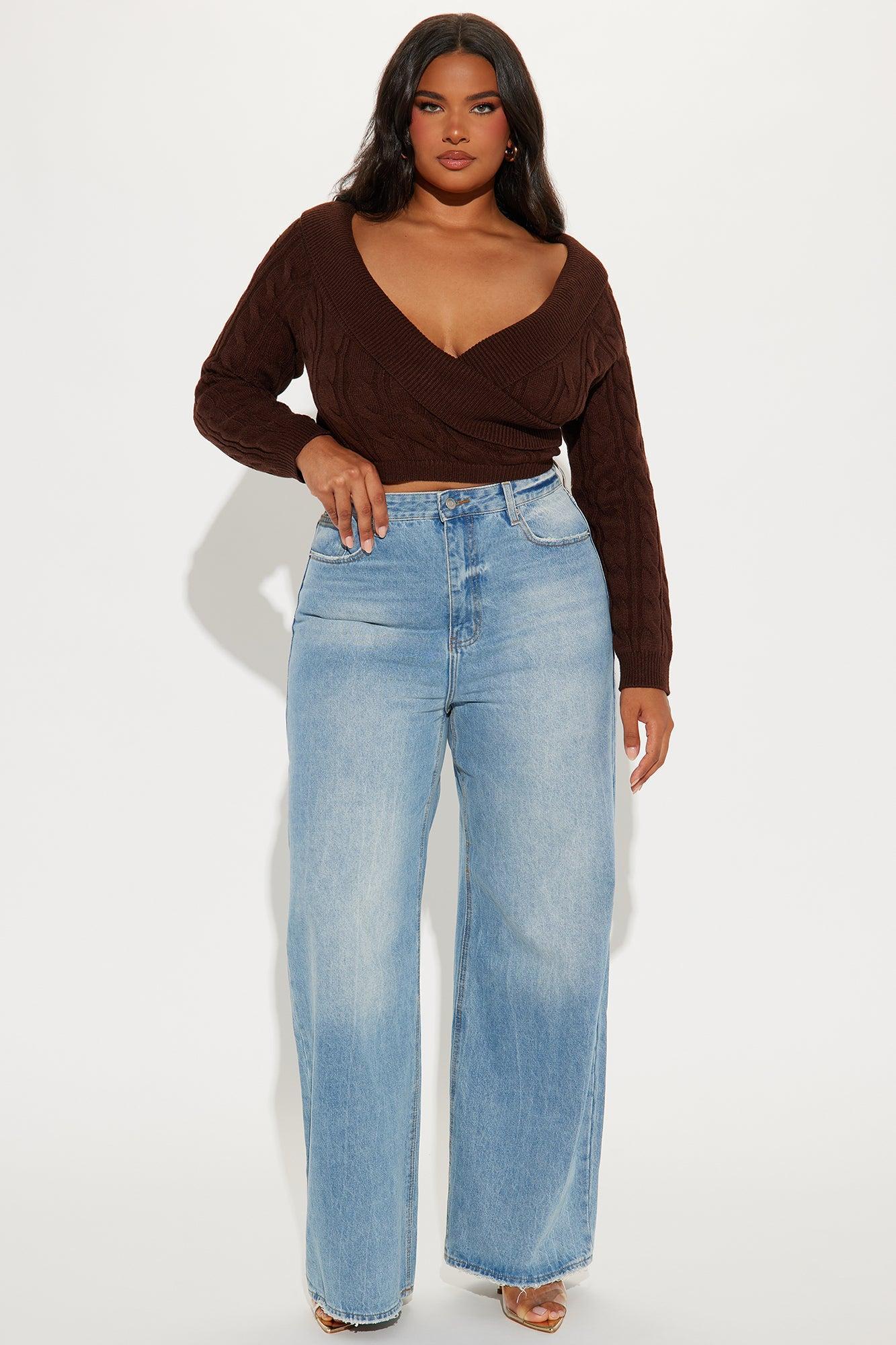 Doing My Best Cropped Sweater - Chocolate Product Image