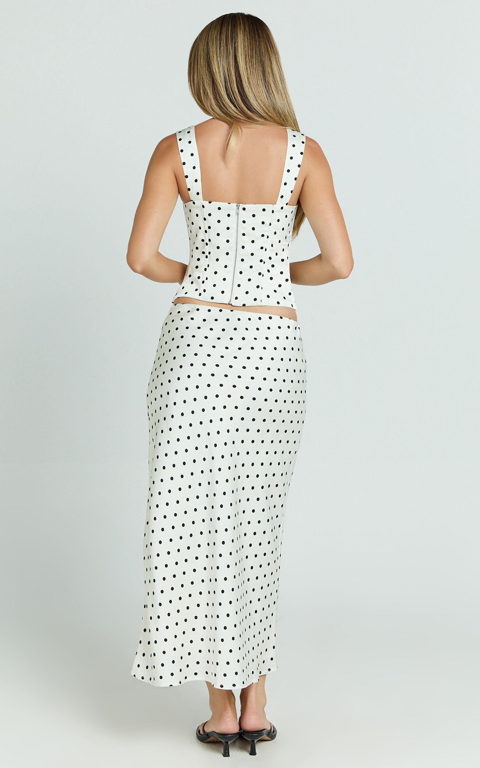 Runaway The Label - Karlita Midi Skirt in White Polka Product Image