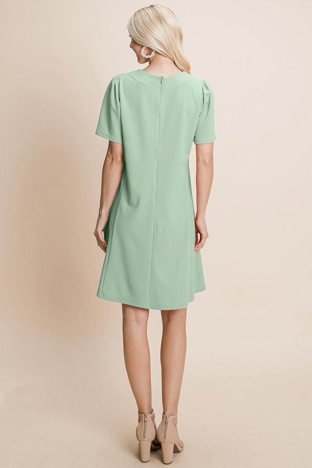 Loose Mini Dress V-Neck Short Sleeve Shift Dress Product Image