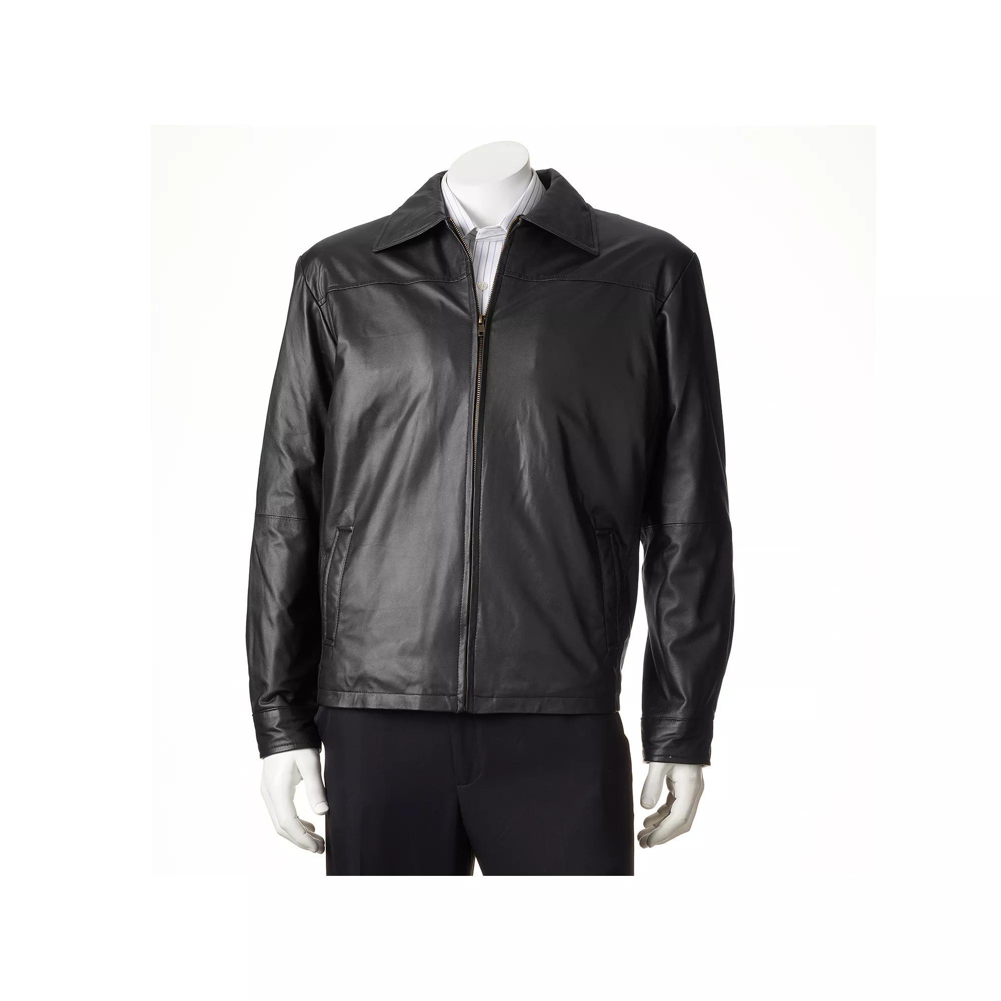 Men's Excelled New Zealand Lamb Leather Open-Bottom Jacket, Size: Medium, Black Product Image
