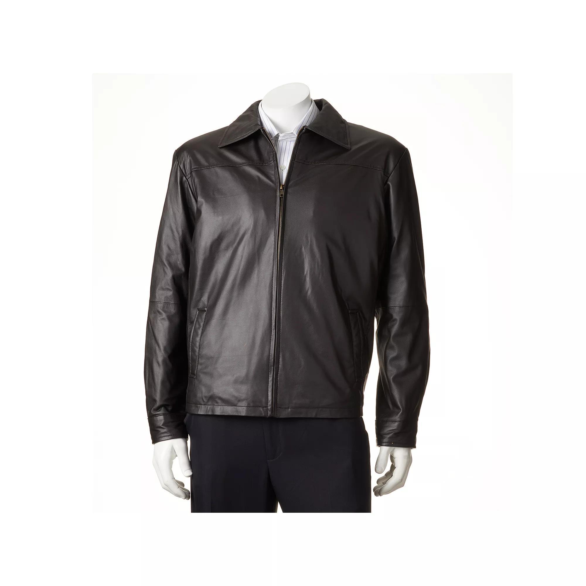 Men's Excelled New Zealand Lamb Leather Open-Bottom Jacket, Size: Medium, Black Product Image
