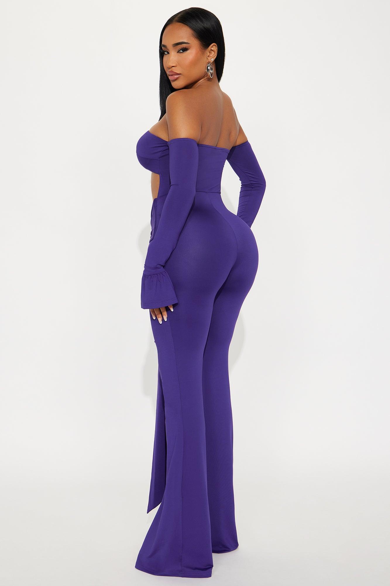 Khloe Flare Leg Jumpsuit - Plum Product Image