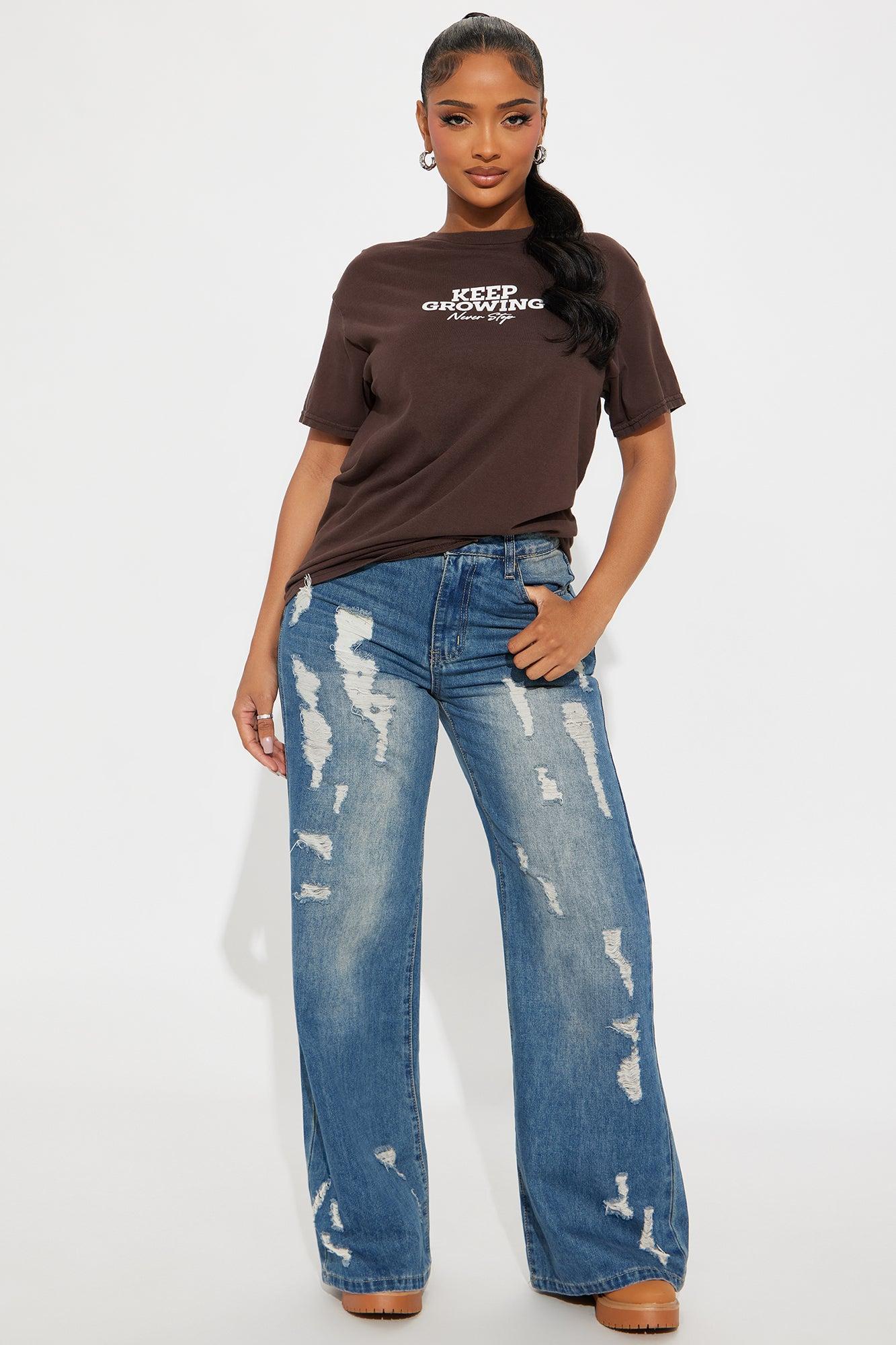 Keep Growing Vintage Washed Tee - Brown Female Product Image