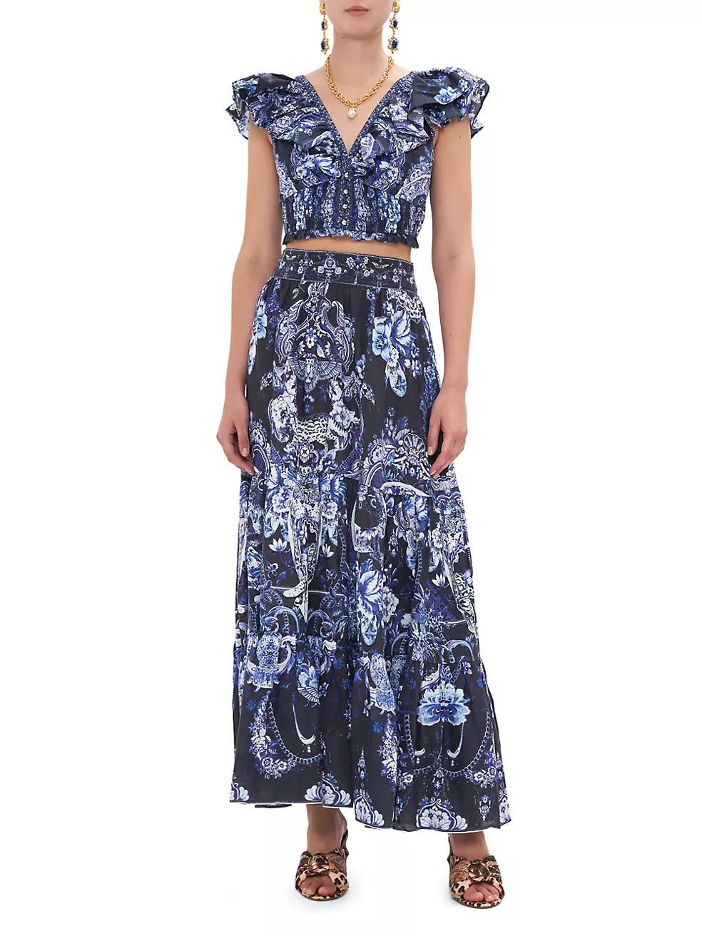 Deep V Frill Short-Sleeve Top Product Image