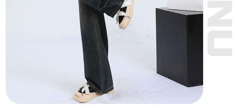 High Waist Washed Straight Leg Jeans Product Image