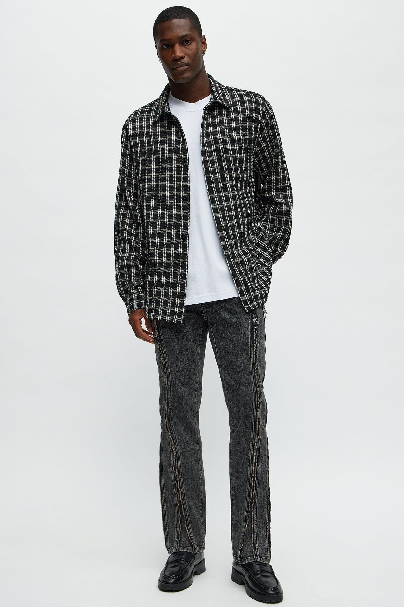 Up And Down Zipper Slim Jeans - Black Wash Product Image