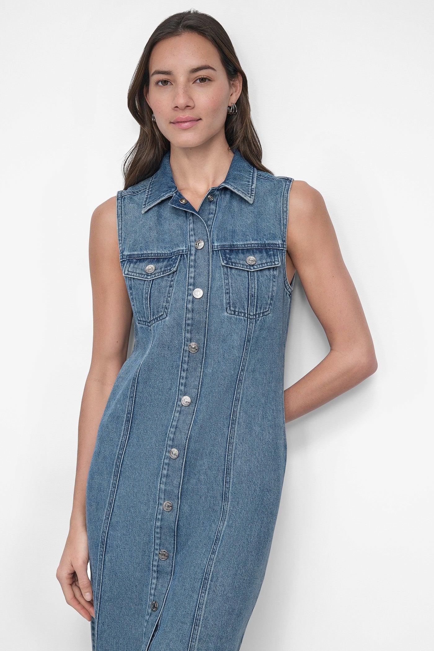 MAXI SLEEVELESS BUTTON FRONT DRESS Product Image