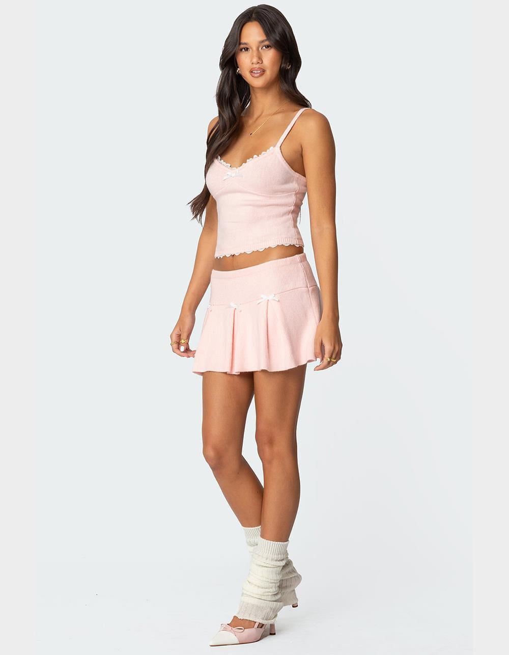 EDIKTED Easter Pleated Knit Mini Skirt Product Image