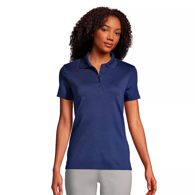 Petite Lands End Supima Cotton Short Sleeve Polo Shirt, Womens Product Image