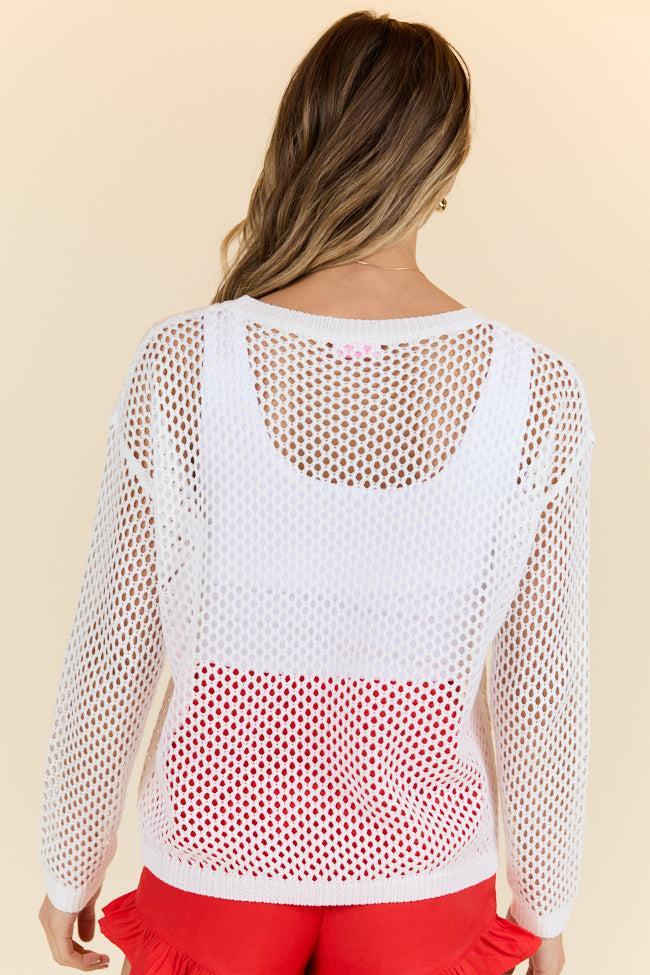 Born In The USA Ivory Open Knit Sweater FINAL SALE Product Image