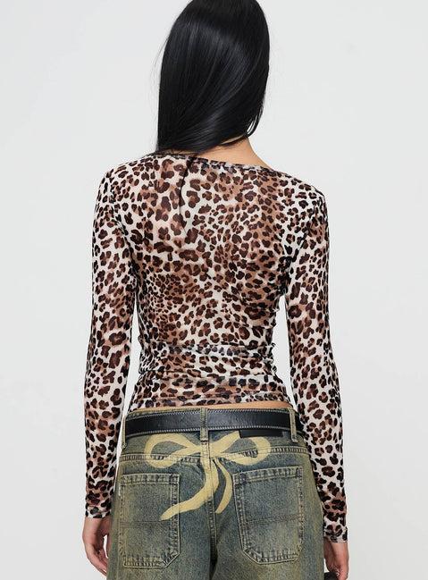 Believe Me Long Sleeve Top Leopard Product Image