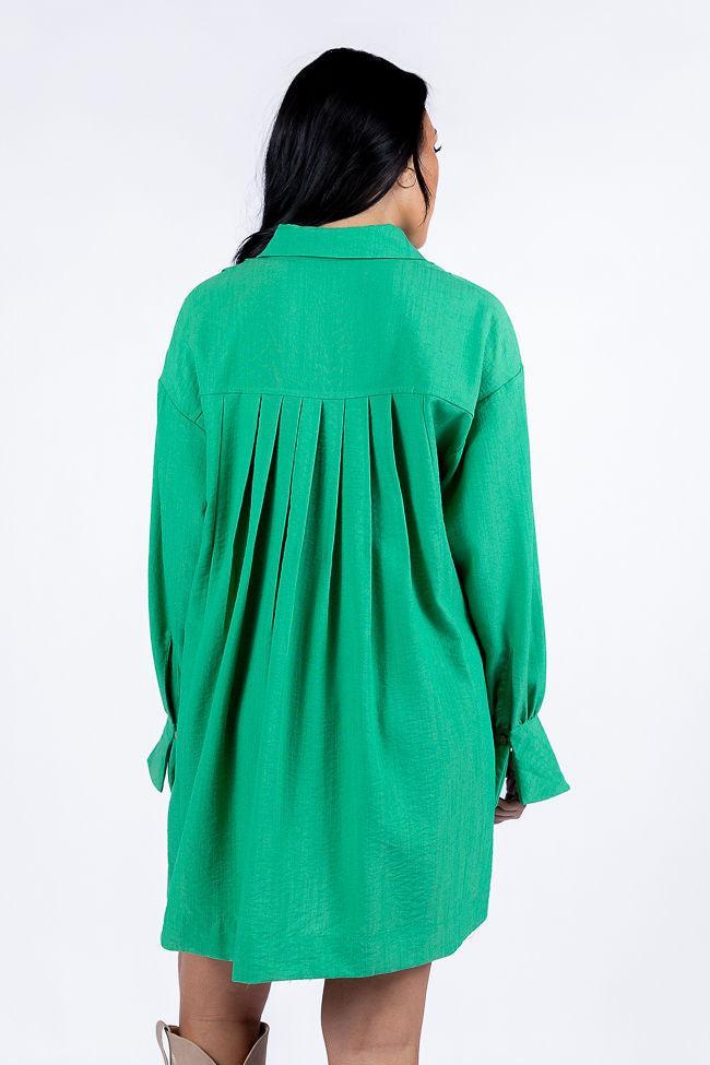Write This Down Green Button Up Shirt Dress FINAL SALE Product Image