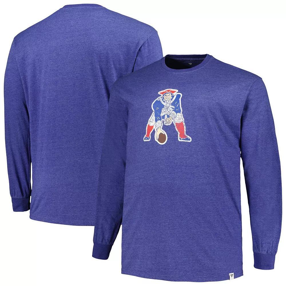 Mens Profile Heather Royal New England Patriots Big & Tall Throwback Long Sleeve T-Shirt Product Image