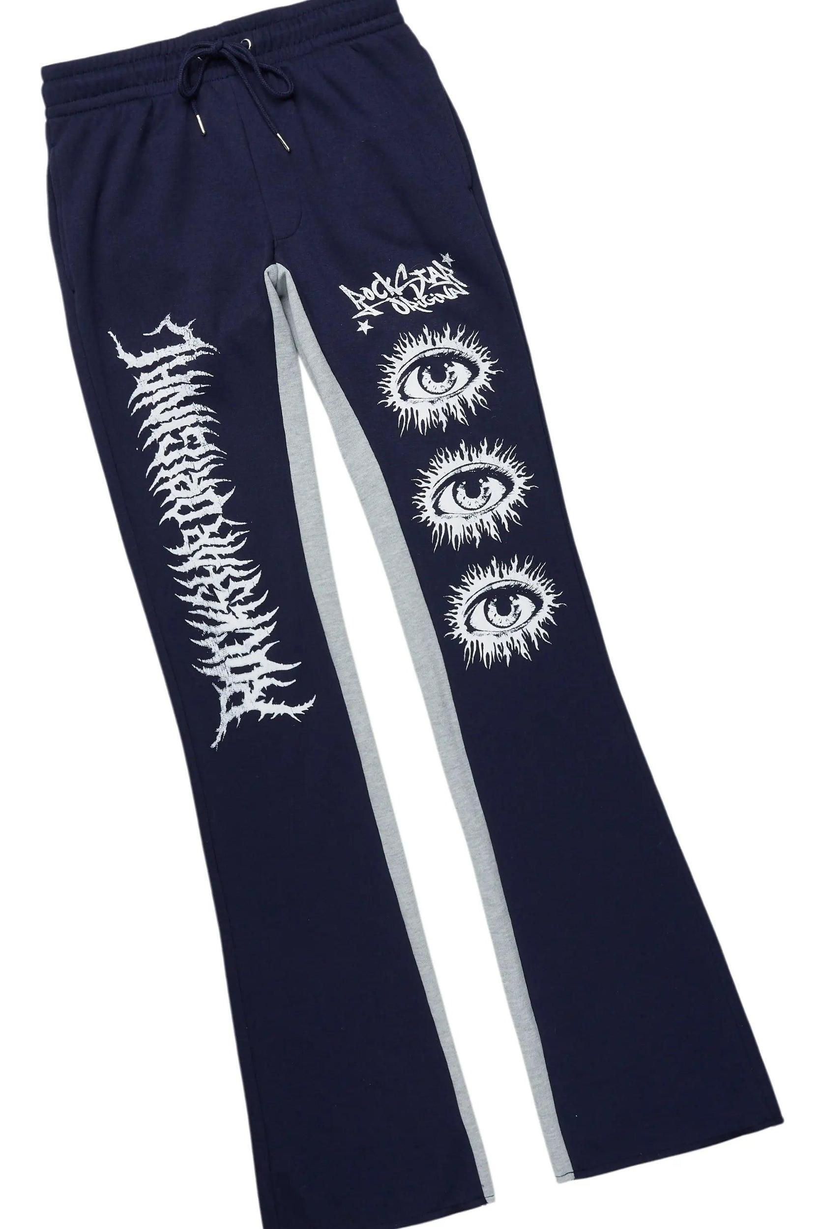 All Seeing Eyes Navy Hoodie/Baggy Track Pant Set Male Product Image