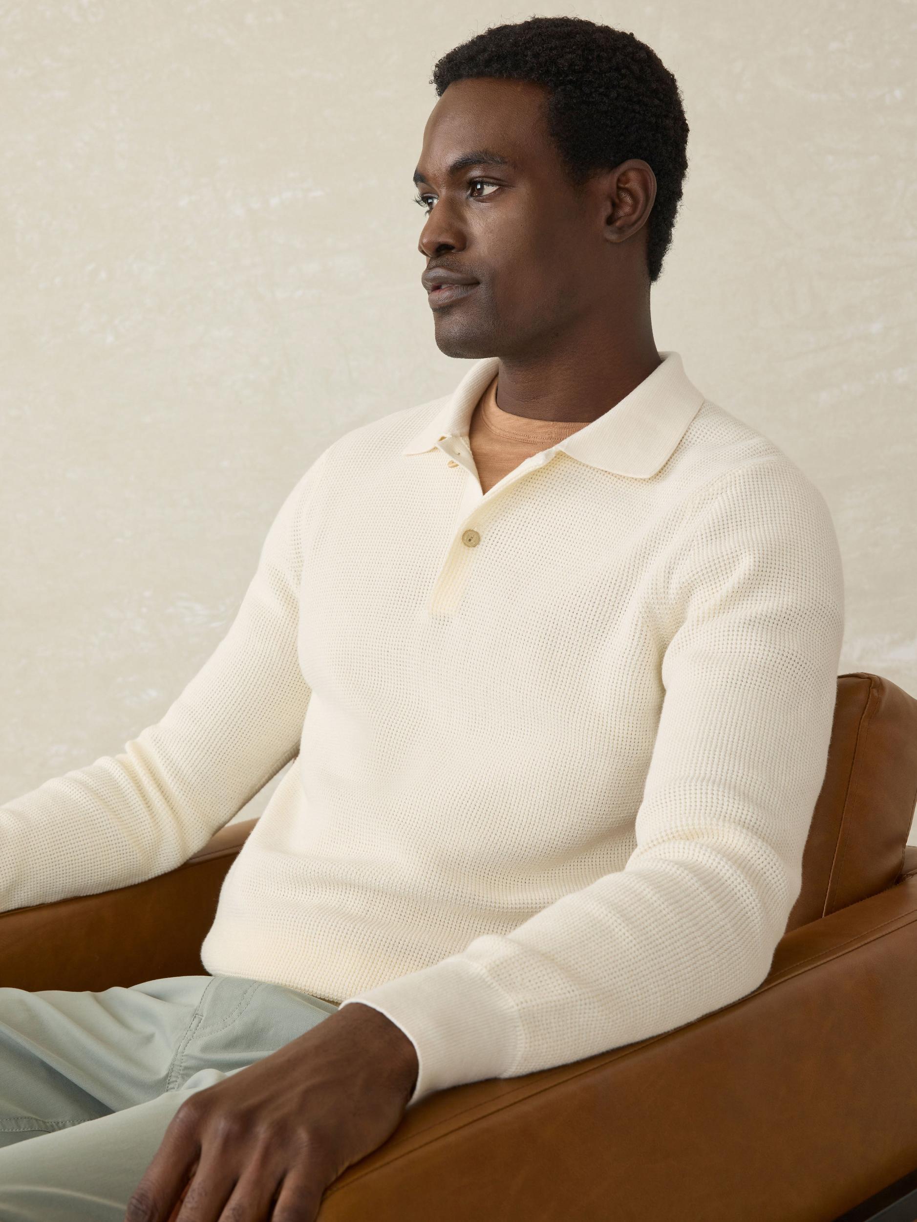 Sunwashed Sweater Polo - White Shell Male Product Image