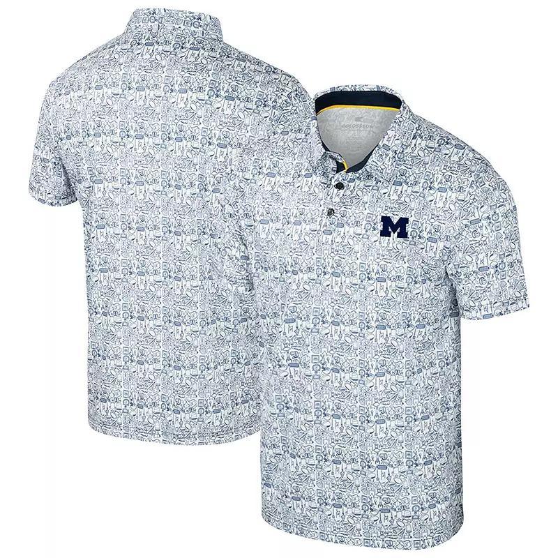 Men's Colosseum Navy/White Michigan Wolverines Big & Tall Allover Polo, Size: 2XLT, Blue Product Image