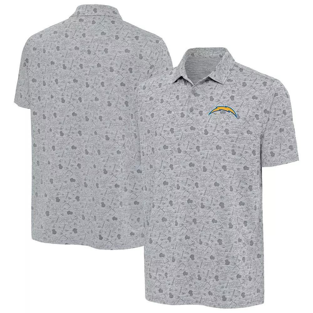 Men's Antigua Heather Gray Los Angeles Chargers Relentless Polo, Size: Large, Grey Product Image
