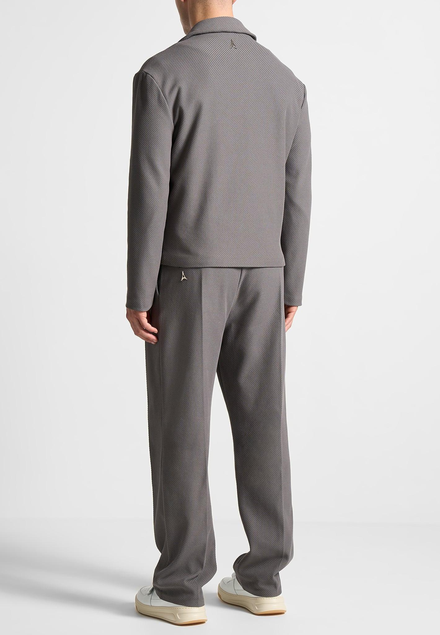 Revere Collar Twill Jacket - Grey Male Product Image