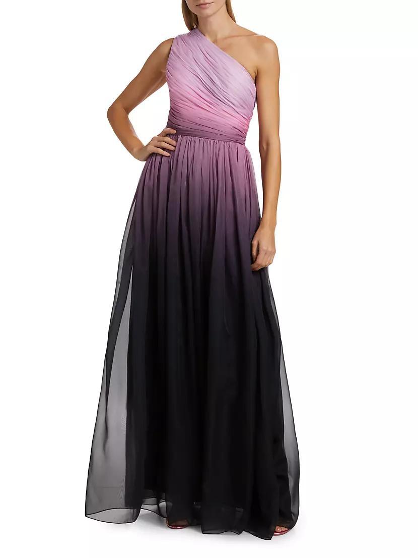 One-Shoulder Ombré Chiffon Sleeveless Gown Product Image