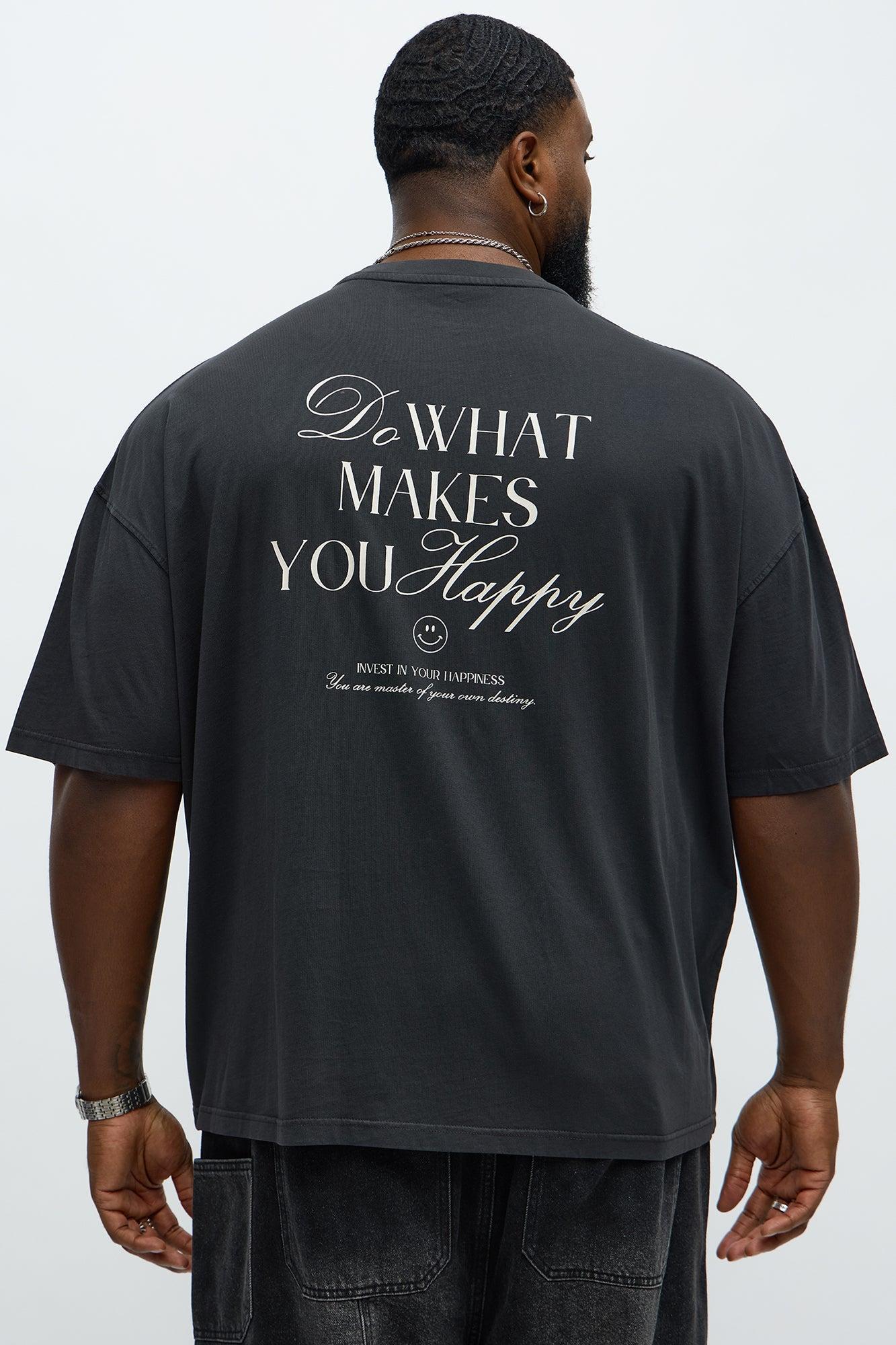Do What Makes You Happy Oversized Short Sleeve Tee - Black Wash Product Image