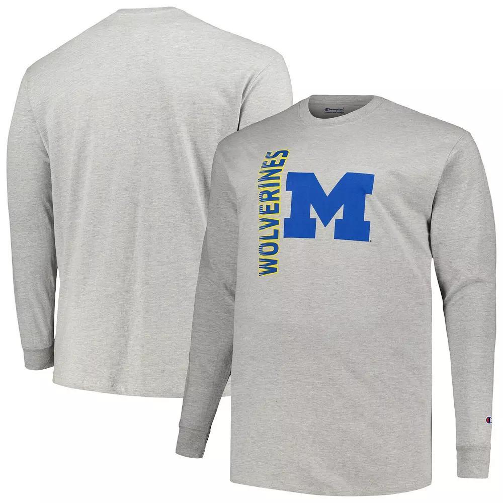 Men's Champion Heather Gray Michigan Wolverines Big & Tall Mascot Long Sleeve T-Shirt, Size: 2XB, Grey Product Image