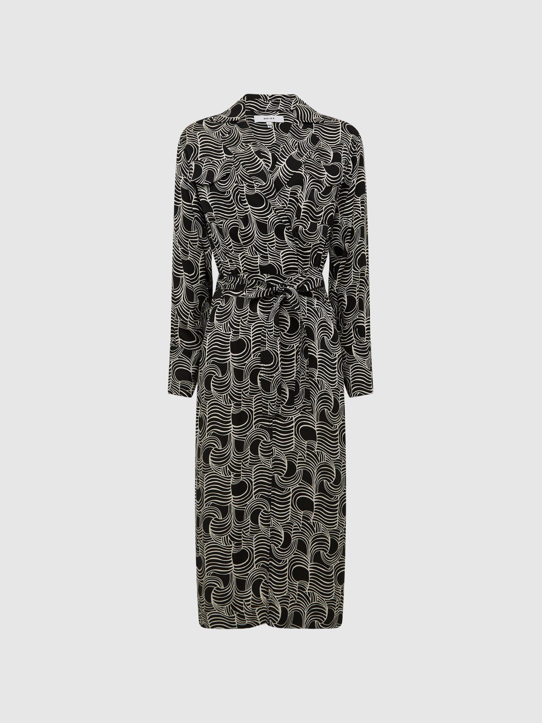 Swirl Print Midi Dress in Cream/Black Product Image