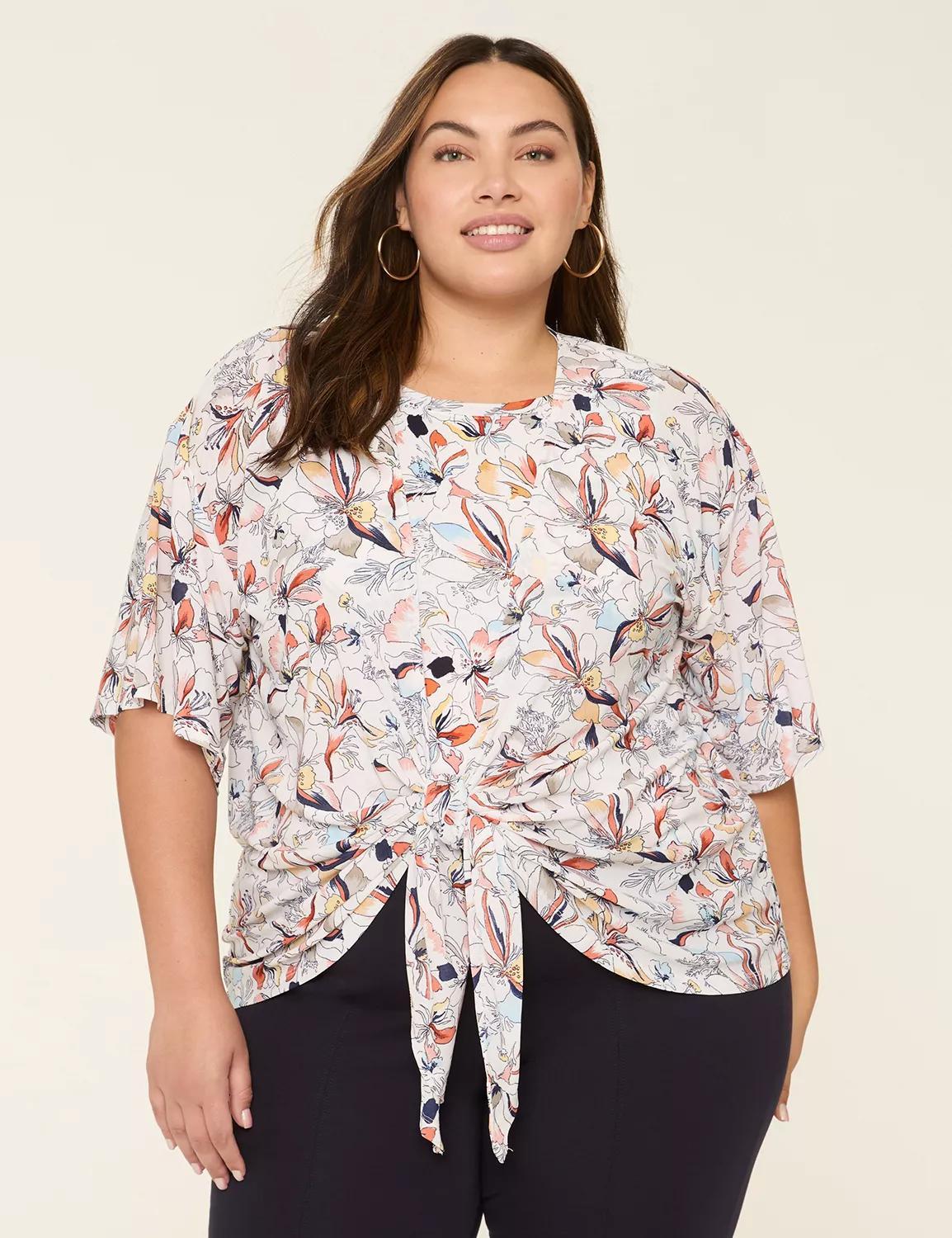 Kimono-Sleeve Tie-Front Mesh Overpiece Product Image